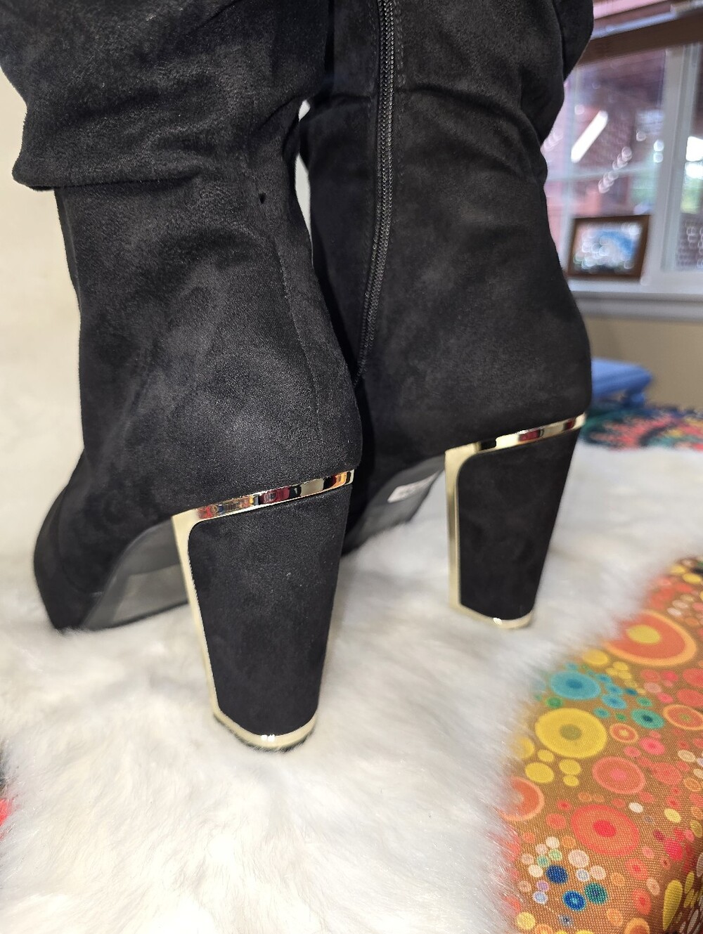 Torrid Faux Suede Metalic-Heeled Slouch Boots - Picture 10 of 16